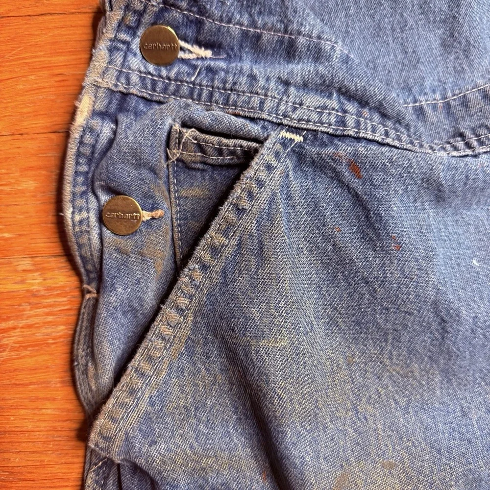 Carhartt Overalls Men's 38x34 Blue Denim Carpenter Bib Workwear Cotton R07 DST